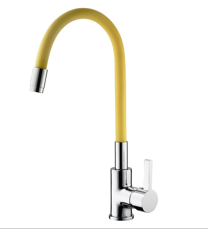 Single-Hole 360 Degree Swivel Copper Faucet Flexible Rubber Hose Thermostatic Kitchen Sink Taps Deck Mounted