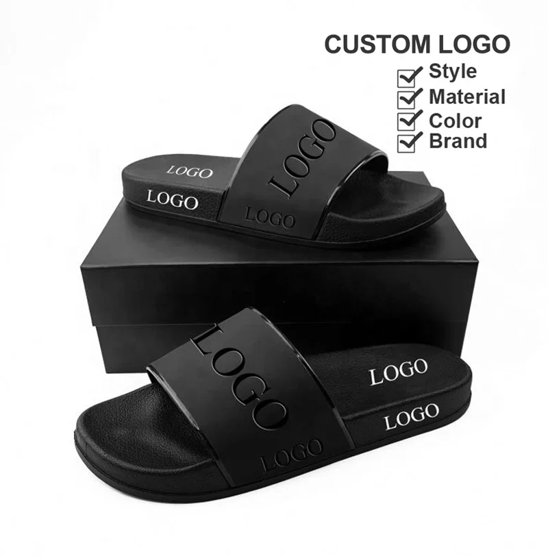Indoor Outdoor Summer Slides Sandals Oem Black Slides Footwear Mens Beach Thick Sole Custom Plain Blank Slides Slippers 2022