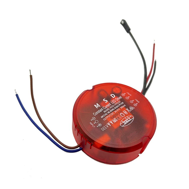 MSD New Designed Dali Dimmable Constant Voltage Red Round Shape 20W 24V led driver for Led Lamp