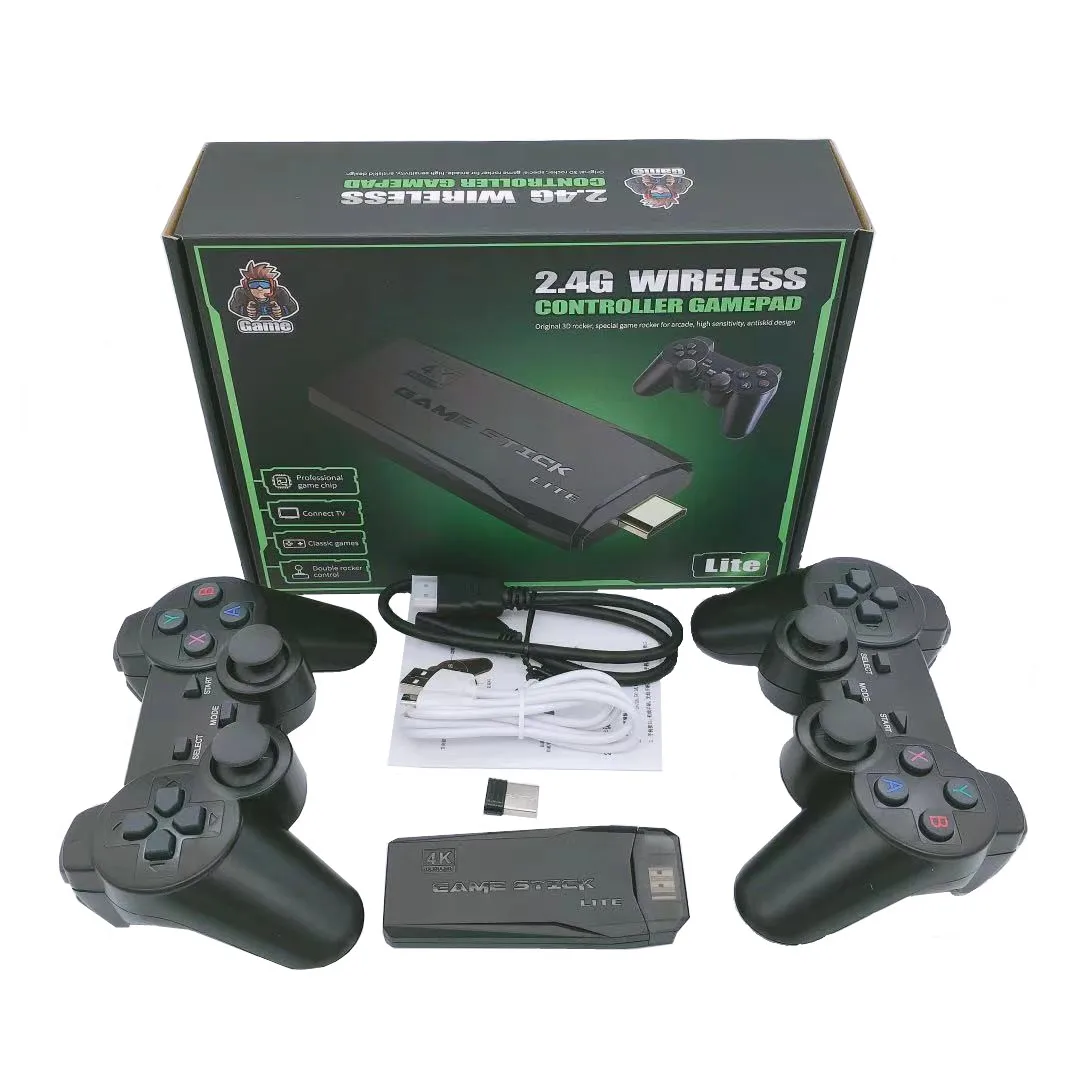 Оптовая продажа, Игровая приставка 4K HD TV, видеоигра Dongle PS1, эмуляторы, двойной 2,4G беспроводной геймпад, контроллер, 3D игровая консоль