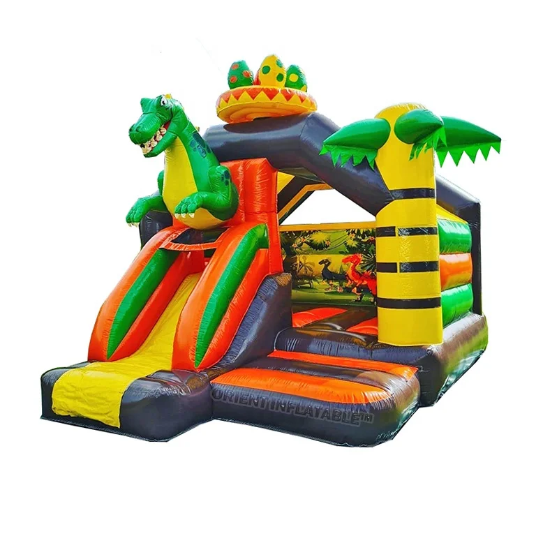 Customized Jurassic park combo inflatable dragon bounce house Dino jumping house with front slide
