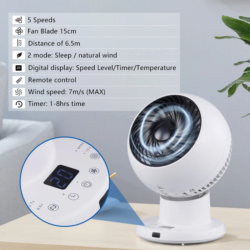 Household custom 23w home office bedroom dc no battery mini desk and table plastic fan circulator