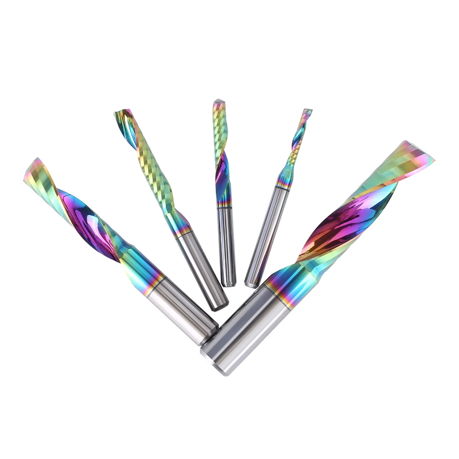 Douruy 2A coating Solid Carbide Single Flute Milling Cutters CNC Cut End Mills 1 Flute Router Bits One Flute End Mill Cutter