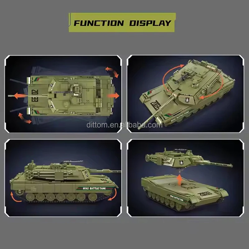 Mould King 20033 New Military MIA2 Main Battle Tank Model Building Blocks 2.4G APP RC Tank Destroyer Bricks With gyroscope