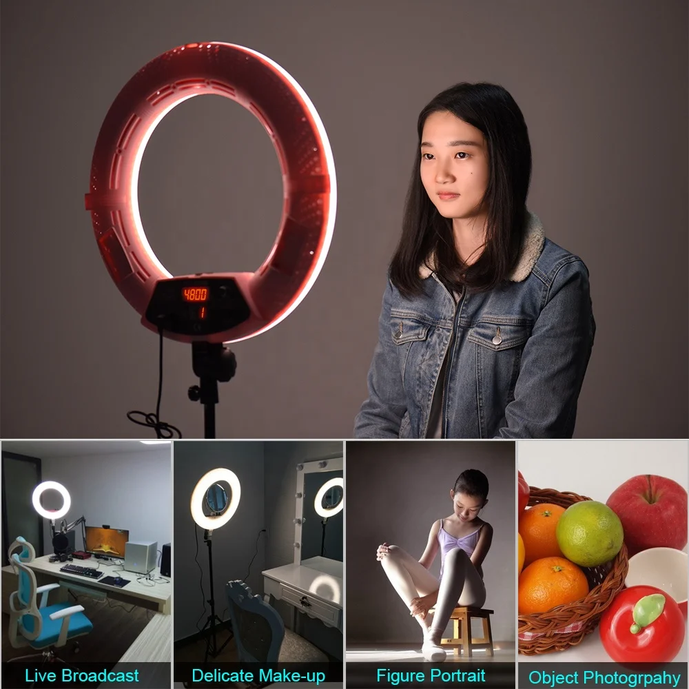 Оптовая продажа мобильных selfie ring light 18 дюймов 96 Вт двухцветная Кольцевая вспышка перезаряжаемые фотоосвещение Торшер для оптовая ресниц наращивания