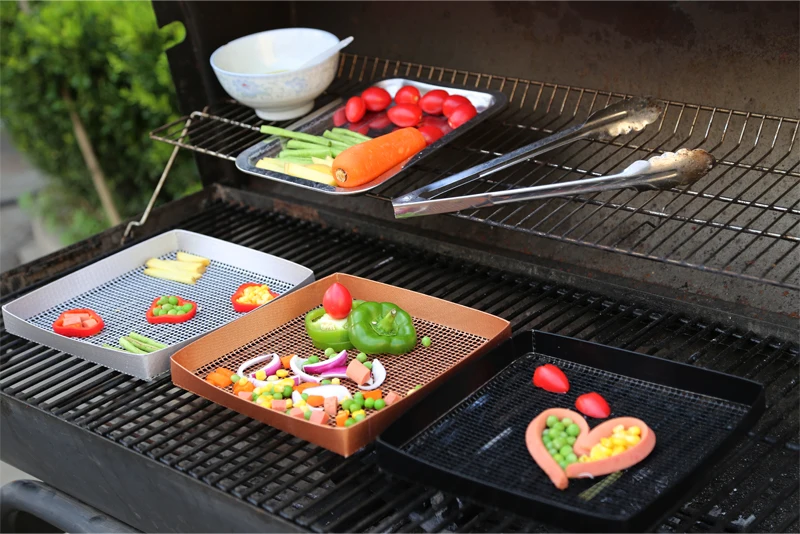 PTFE Coated Fiberglass Non-stick BBQ Grill Mesh Cooking Basket for Oven Microwave