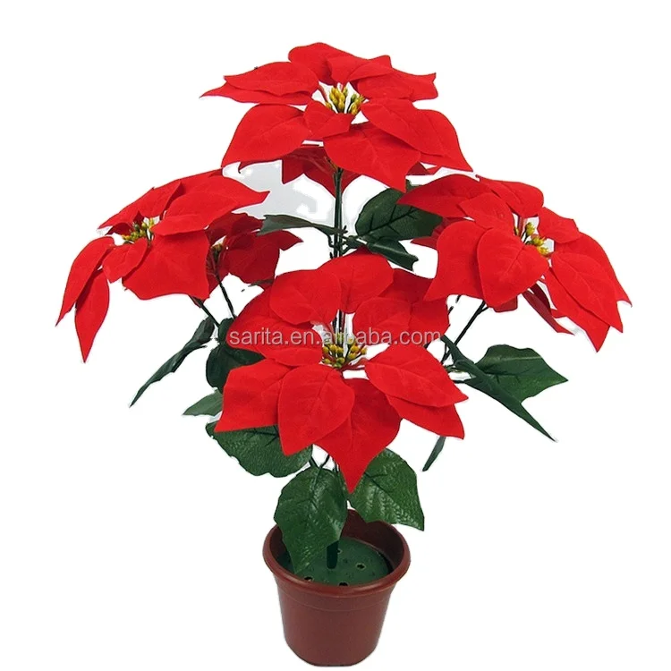 factory wholesale single stem christmas artificial poinsettia flower