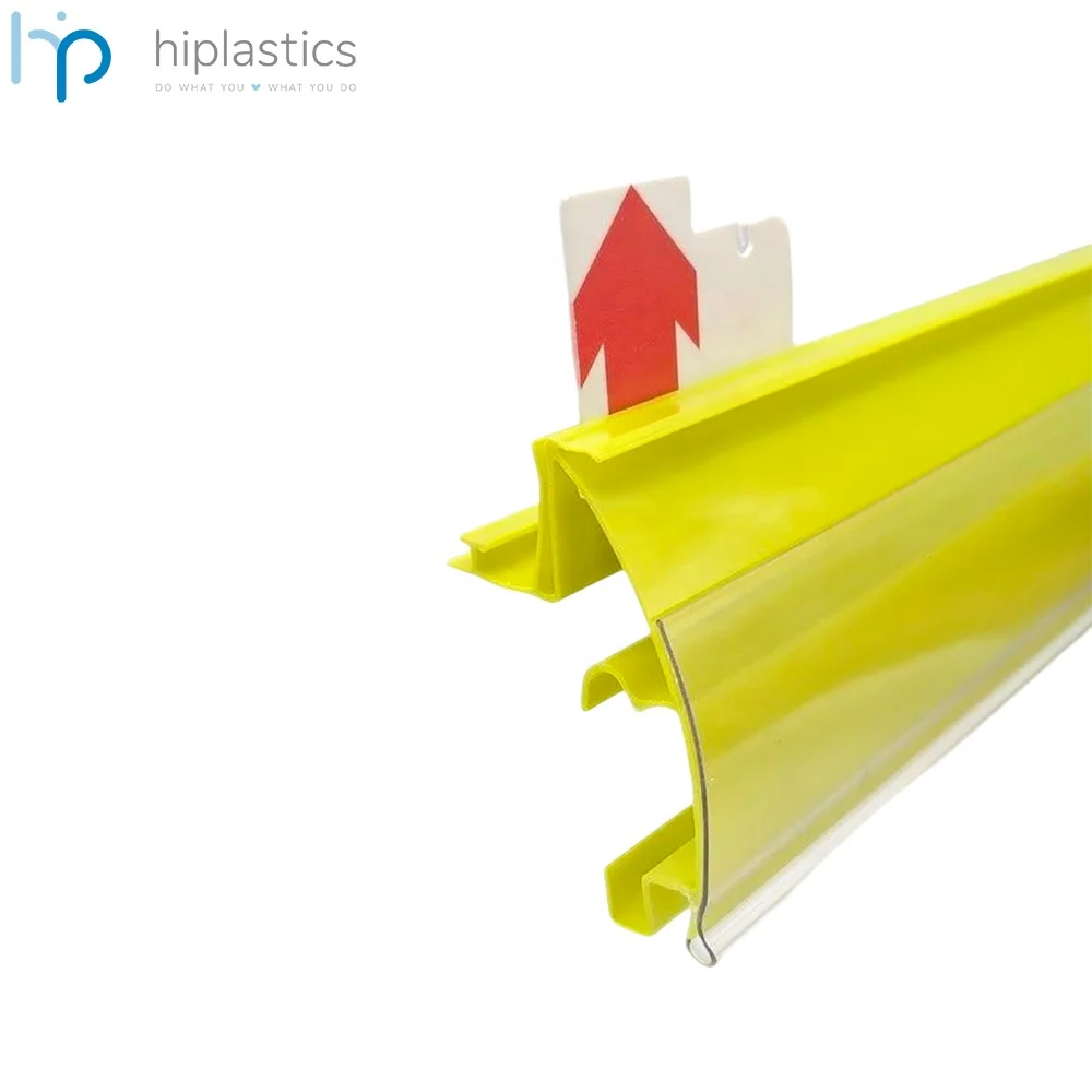 Hiplastics OEDC30 Clear PVC Plastic Label Holders Merchandise Sign Display Shelf Tag Holders Stand for Supermarket