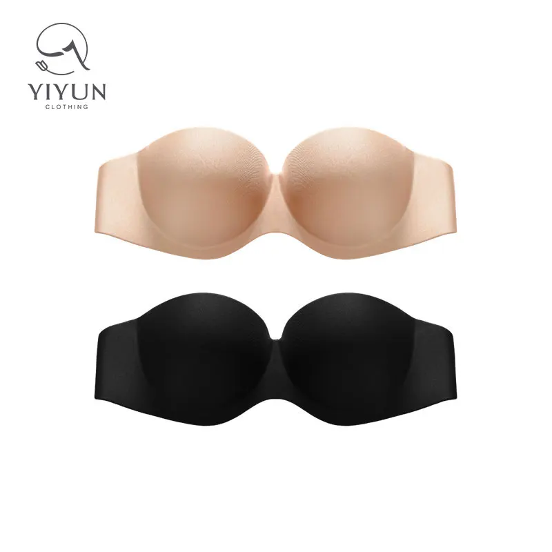 Oucheng Plus Size D Cup Invisible Push Up Bra Breathable Strapless Seamless Women Sexy Padded Bra