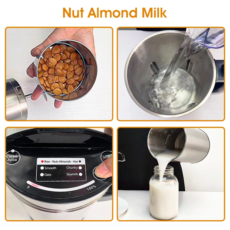 All-in-1 Almond Nut Milk Maker With Stainless Steel Inbuilt Filter 1.5L Soybean Oat Milk Machine Home Use Plant-based Milk Maker