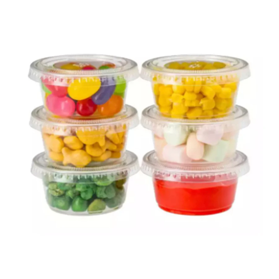 2 oz Clear Jello Shot Cups Plastic Disposable PP Portion Sauce Cups with Lids Souffle Cups