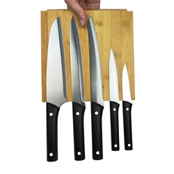 Multipurpose magnetic bamboo knife block holder rack universal knife holder