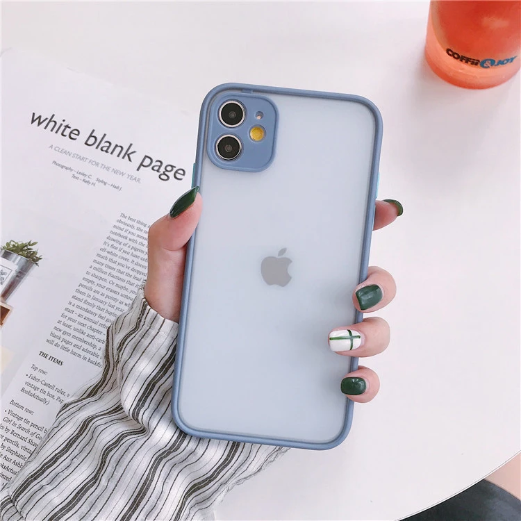 High quality translucent fashion color edge drop-proof PC TPU phone case for iphone 13 12 11 x Back Cover