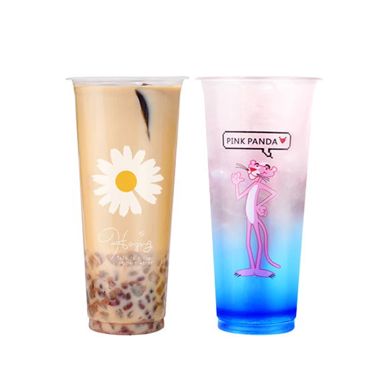 wholesale custom 10 12 14 16 20 24 oz disposable Clear plastic pet cup with dome flat lid For Ice juice & Coffee