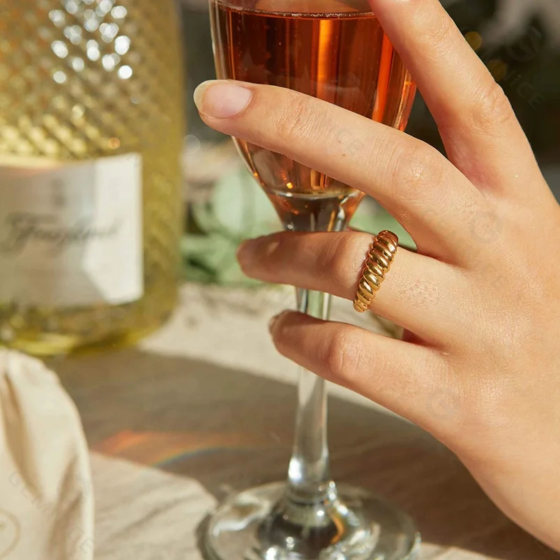 Gemnel винтажный стек веревка signet 18K Золотая пластина 925 Серебряные массивные кольца