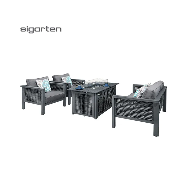 Modern Industrial Style Aluminum Outdoor Propane Fire Pit  For Hotel Patio