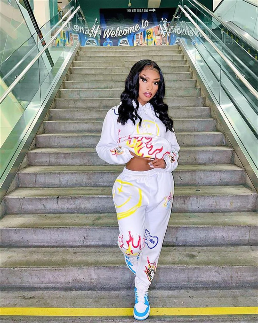 Wholesale Casual Women Polyester Crewneck Pullover Polyester Two Piece Sweatshirt Set