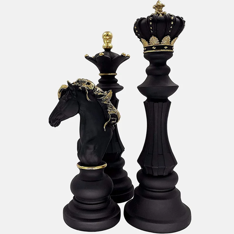 Resin Crafts Queen King Large Chess Figure Pieces Stones Sculpture Home Decor