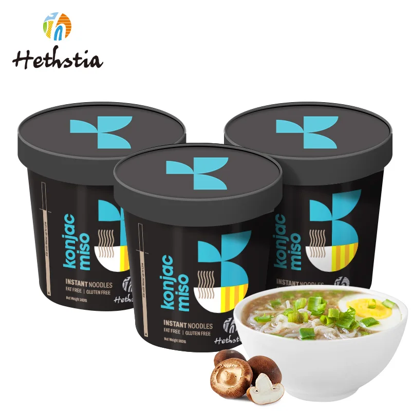 Miso Flavor Noodle Japanese Cuisine Savory Umami Shirataki Noodle Ready To Eat Instant Konjac Cup Noodles
