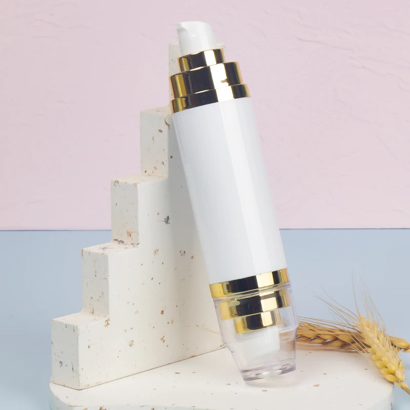 dual chamber cosmetics bottle up and down with pump design lotion cream bottle for different liquid filling lotion bottle luxury