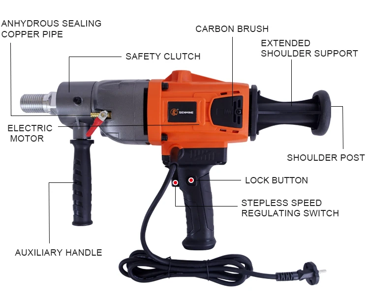 Best Quality 2800W 500/900r/min heavy duty two speed heavy duty diamond core drill machine with bracket