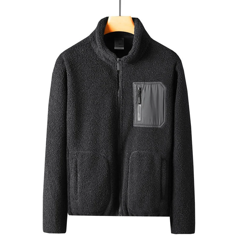 Men Winter Polar Fleece Sweatshirt Full Zipper Berber Fleece  Coat Oversized Outwear Jacket