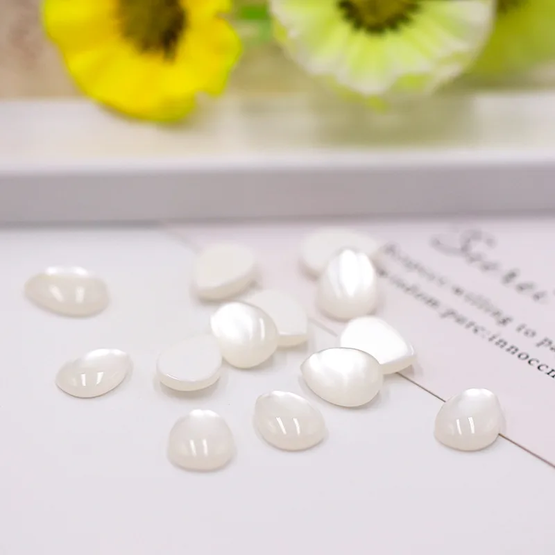 Diy Jewelry Findings Imitation Plastic Pearl ABS Beige Nail Sticker Handmade Fashion Faux Beads Half Cut Teardrop Loose Pearls