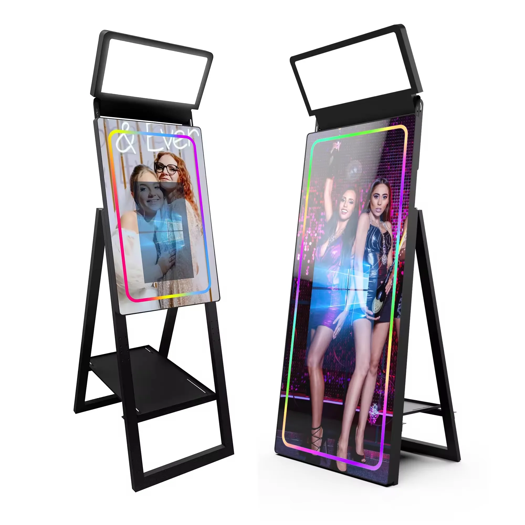 40-Inch Portable Smart Touch Mirror New Foldable LED Light Frame Compatible with Camera Selfie and Photo Booth