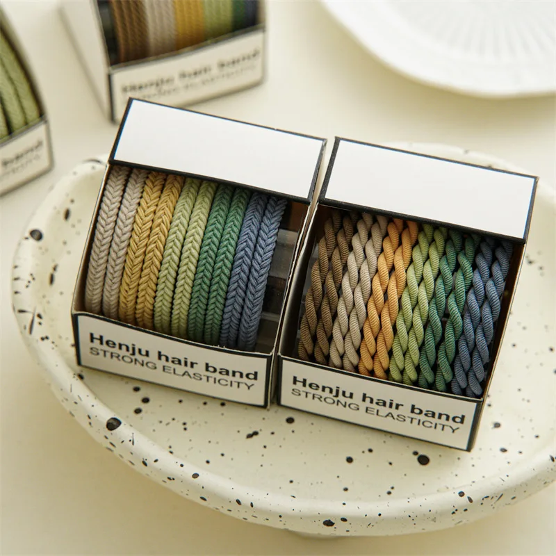 New wholesale fashionable ponytail holders 10pcs/box simple braided rubber bands for hair girls woman hair ring