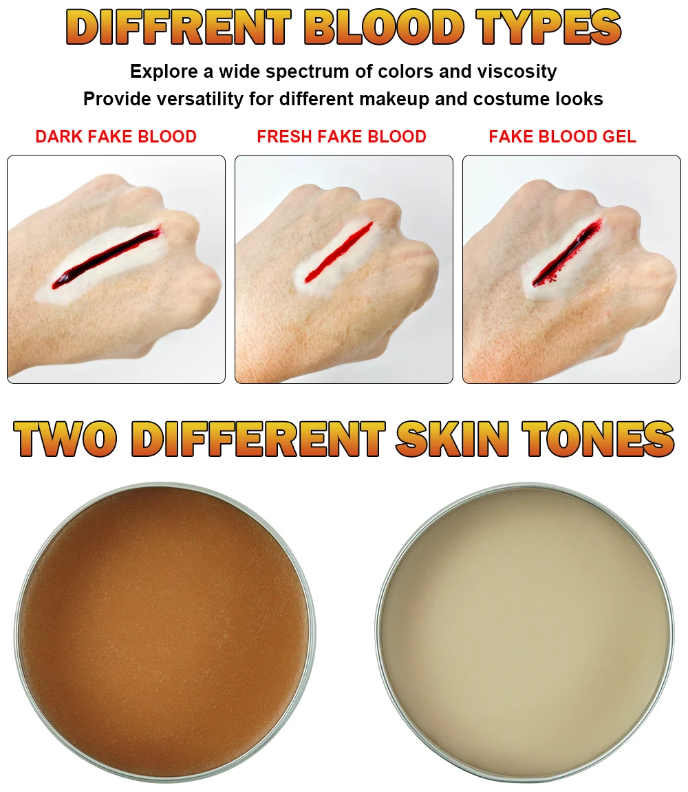 KHY Custom Wholesale Special Effect Latex Scar Wax Fake Blood Prosthetics Prosthetic Halloween Sfx Makeup Kit