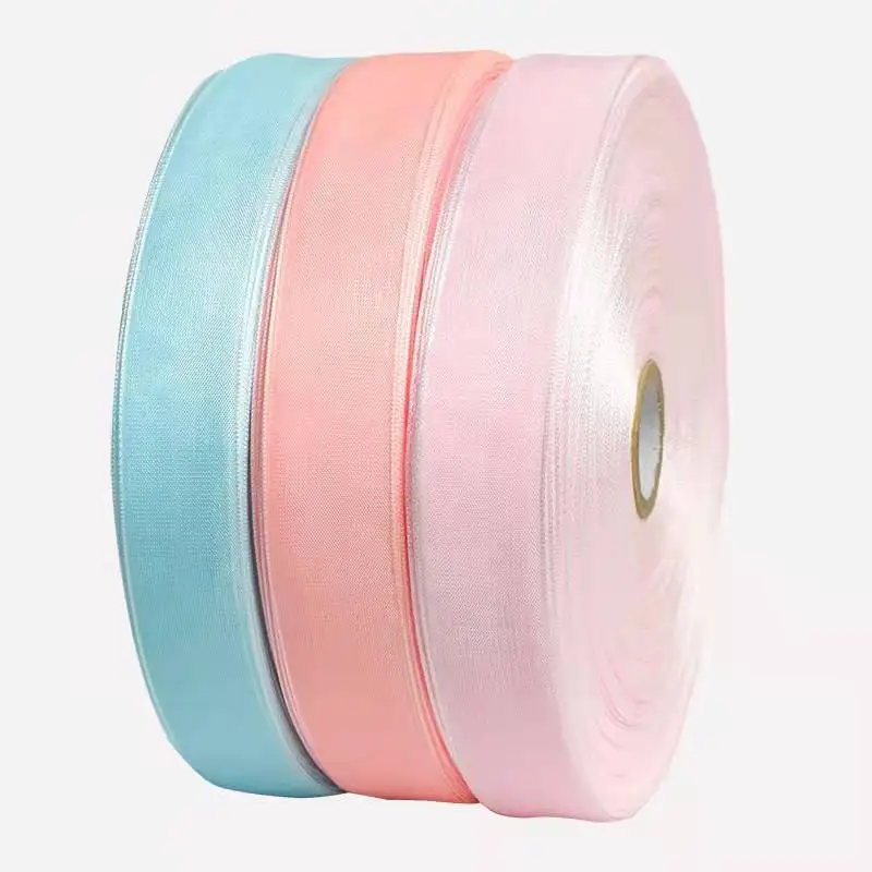 WY021 100% Polyester  Chiffon Silk Fabric Satin Ribbon for Gift Packaging