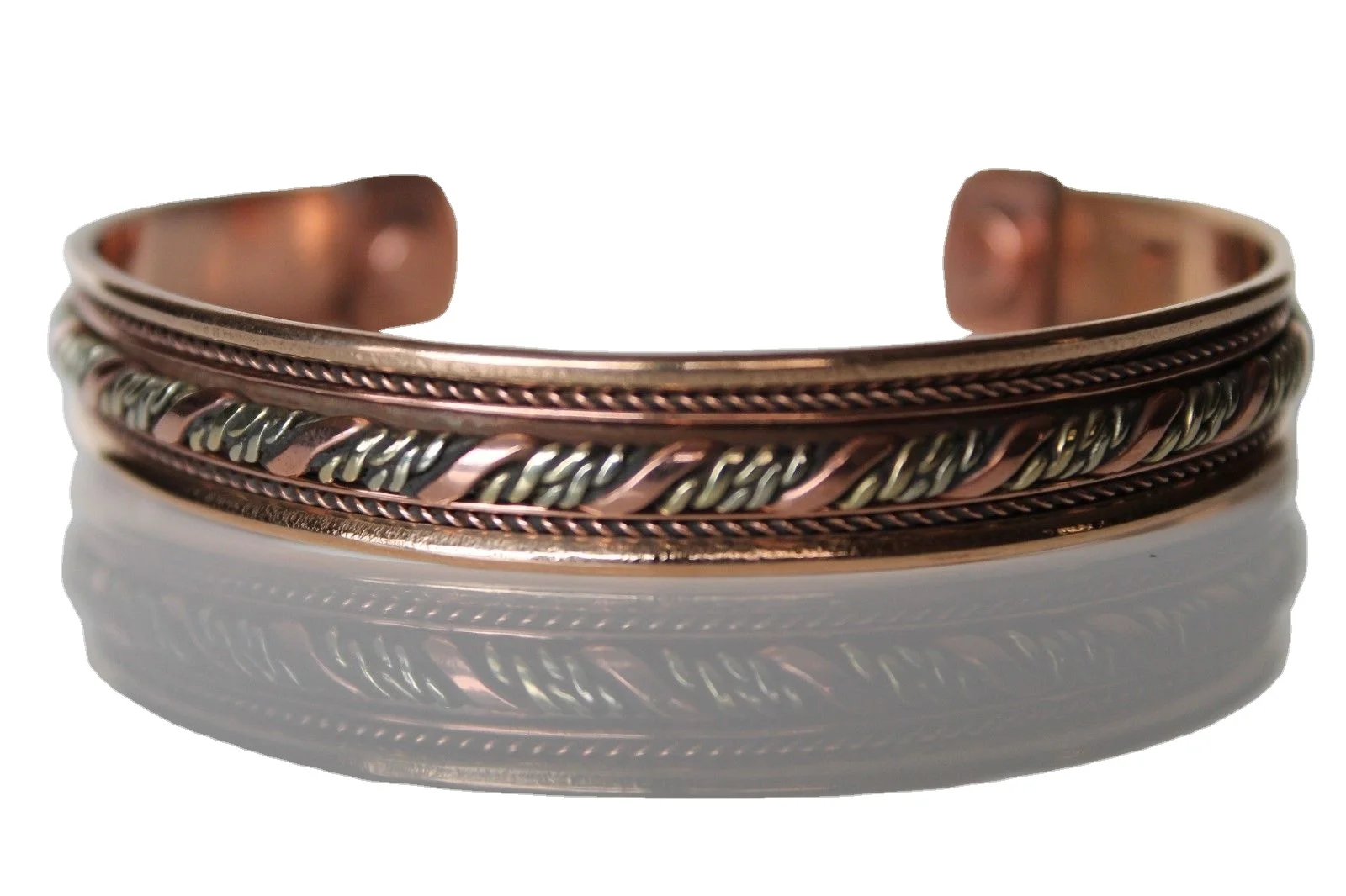 Handmade Fashionable Pure Copper Magnetic Bracelets Set 3 Adjustable Healing Therapy Gold Brass India Pattern Horn Cufflink