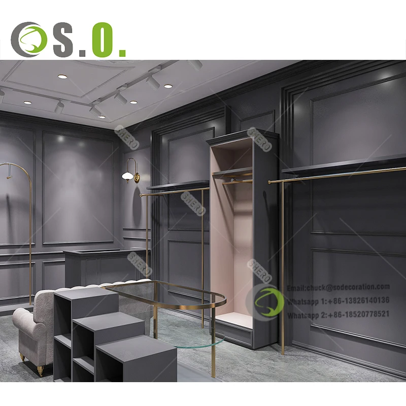 Women Clothes Boutique Furniture Retail Store Clothing Showcase And Shelves Shop Wall Showcase For Clothes Store