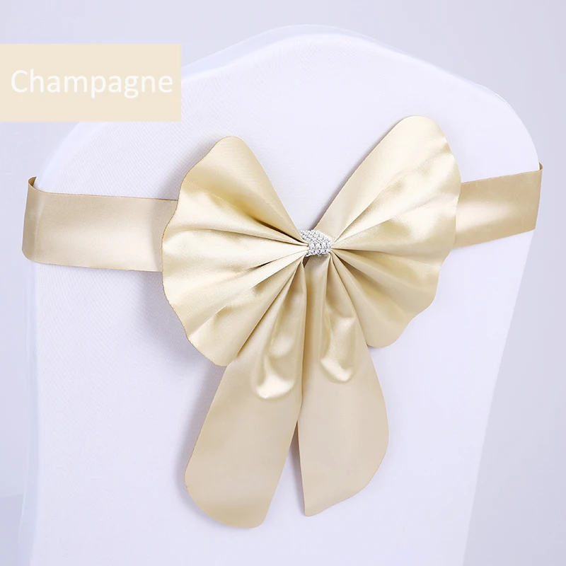 
Factory wholesale cheap champagne pvc wedding banquet pre tied chair sashes 