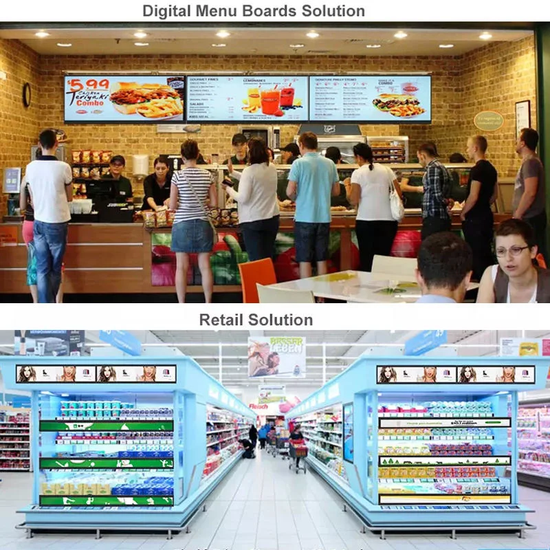 High Brightness OEM LCD Bar Display Bus Shopping Malls Markets Android System 4k Resolution SDK Commercial Bus OLED Display