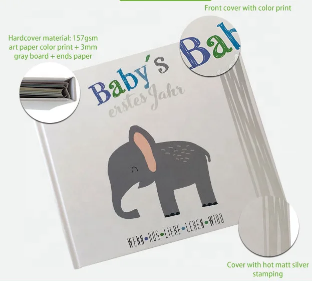 2022 new arrivals OEM custom design hot stamping spiral binding baby first-year memory-book and journal