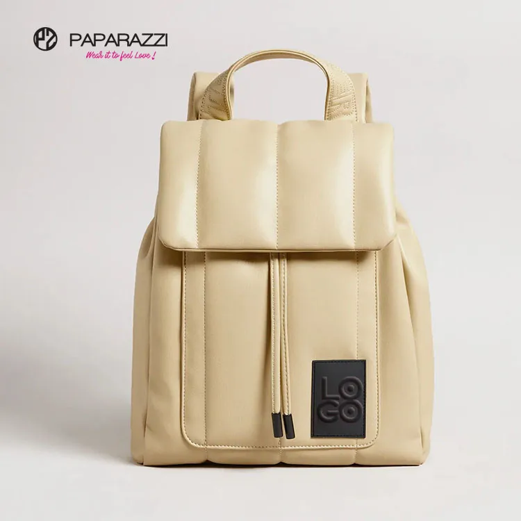 #PA0296 Made in Myanmar Tariff Free  Vegan PU Vertically Quilted Ladies Back Pack Bag Custom Water Proof Back Pack for women