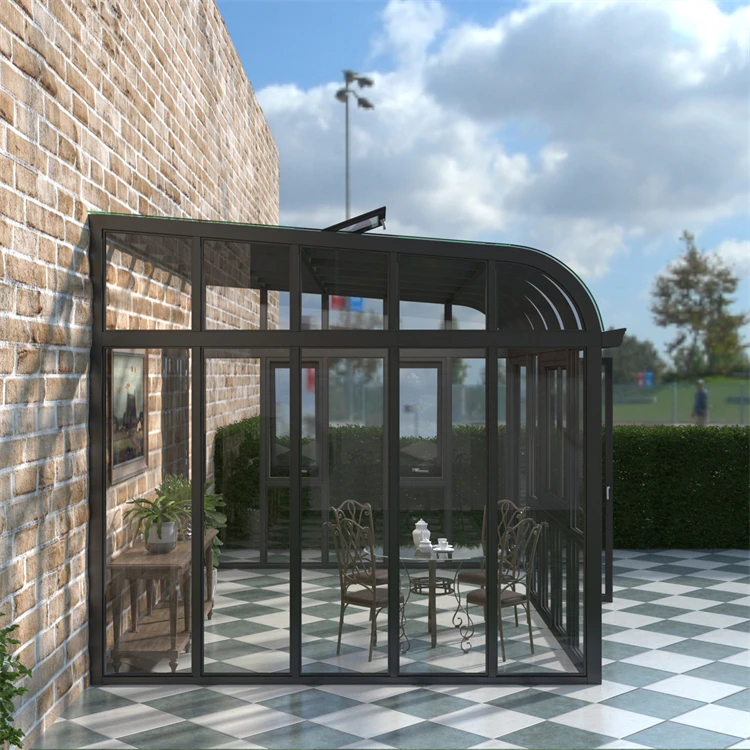 Modern design Mobile glass House Winter Garden Prefabricated aluminum frame hollow glass roof outdoor villa Sun room