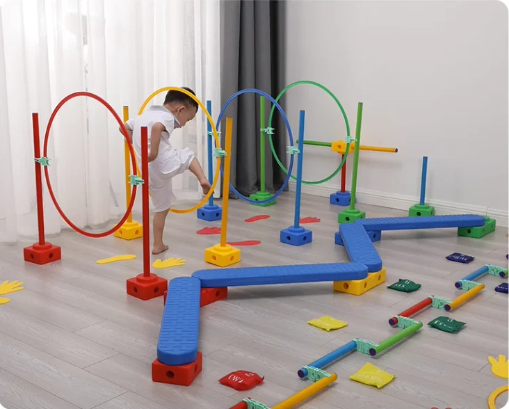 Nursery Kids Obstacle Course Training Balance & Coordination Jumping Play Combo Durable Plastic Agility Hoops Sensory Equipments