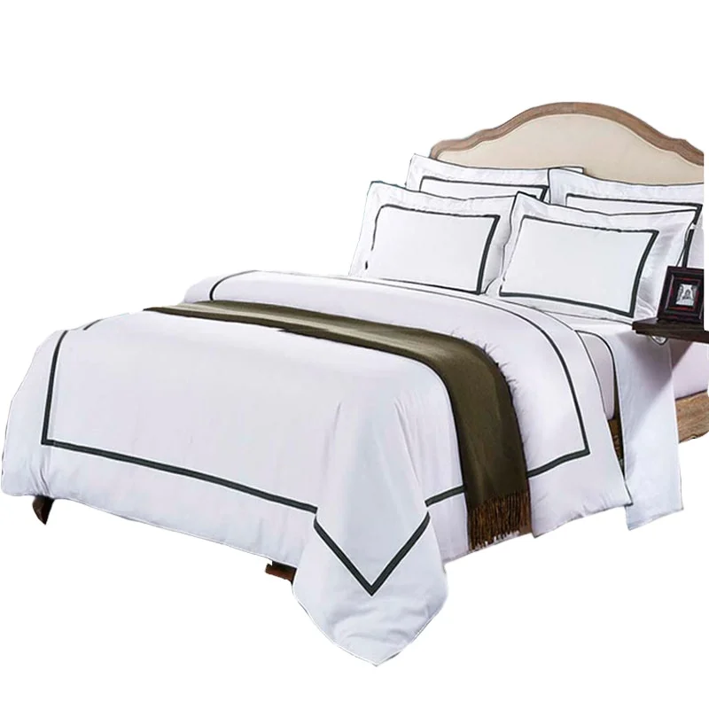 Direct Hotel Supplies  Hotel Bedding Sets Cotton Hotel Sheets Decorative Edge Quilit Cover Pillowcases with SASO Certificate