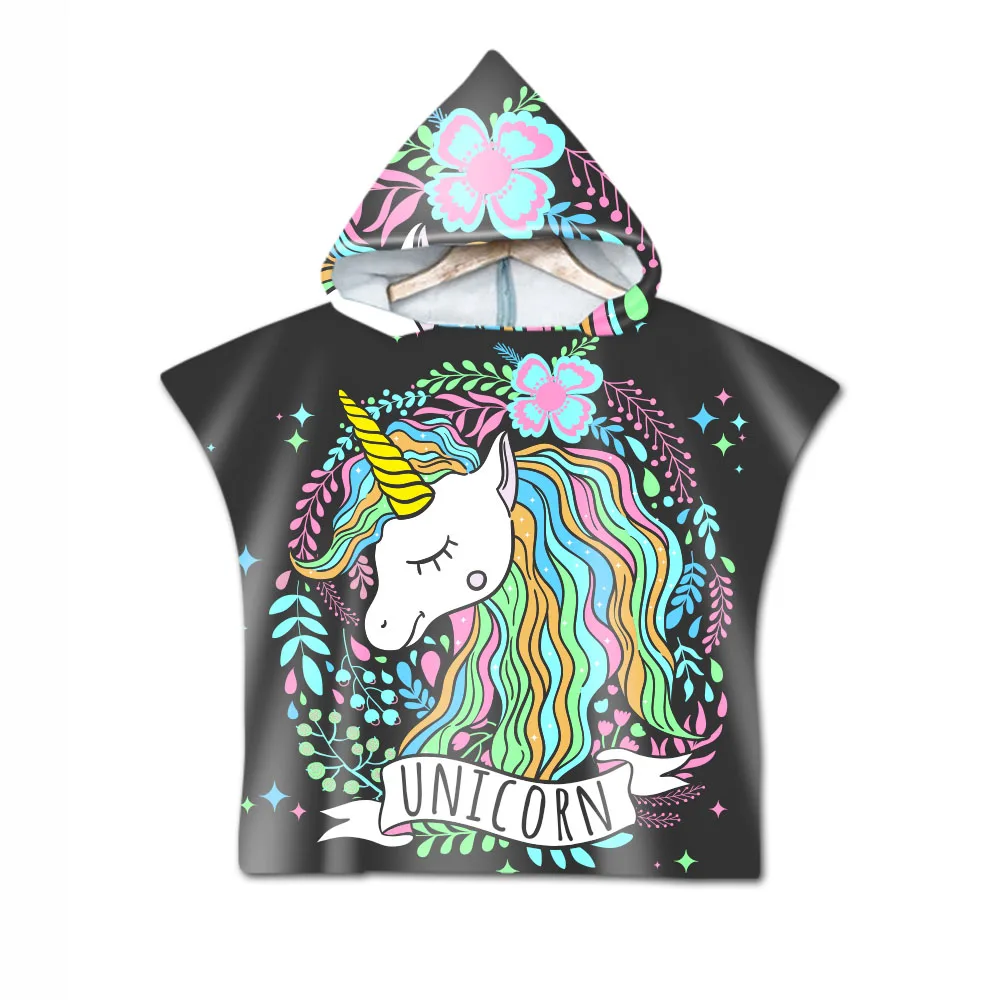 Wholesale Kids Hooded Towel Beach Surf Poncho Kids Hooded Beach Towel Super Absorbent Unicorn Hooded Towel for Kids 1pc for sale