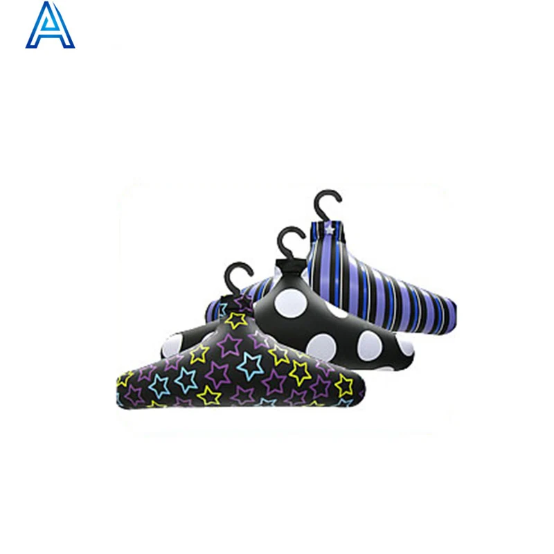OEM customize printing PVC vinyl inflatable clothes hanger clothes rack tree for folding travel camping garments hanger