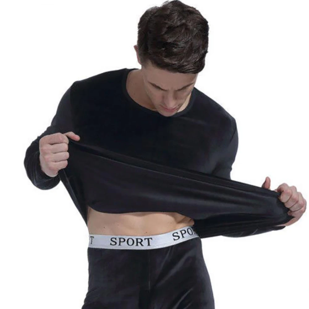 Лидер продаж 2020, зимние теплые комплекты нижнего белья из 2 предметов Ama Larsi большого размера, бесшовные плотные мужские комплекты термобелья с длинным рукавом