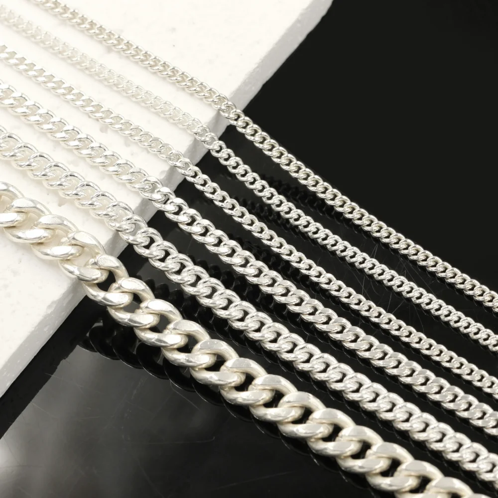 New  14K Gold Filled Bulk  Cuban Link Chain for women Jewelry Making Necklaces Bracelet Sterling Silver 925