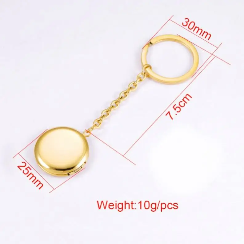 Stainless Steel Heart Laser Engraving Key Chain Memory Friend Photo Pocket Gold Plated Blank Heart Locket Custom Photo Key Chain