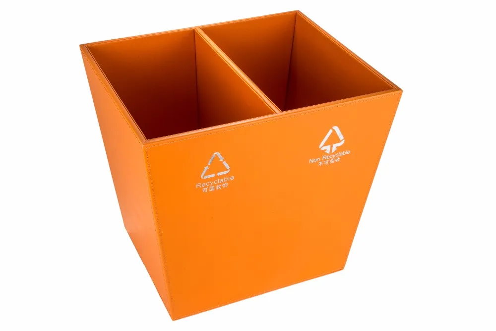 luxury leather Hotel dustbin manufacturer for hospitality guestroom kitchen diaper trash can waste waste bins