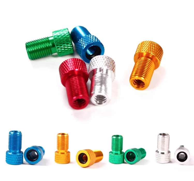 To Schrader Aluminum Tire Caps Adaptor for Bicycle Valve to Car Presta/french Godeson