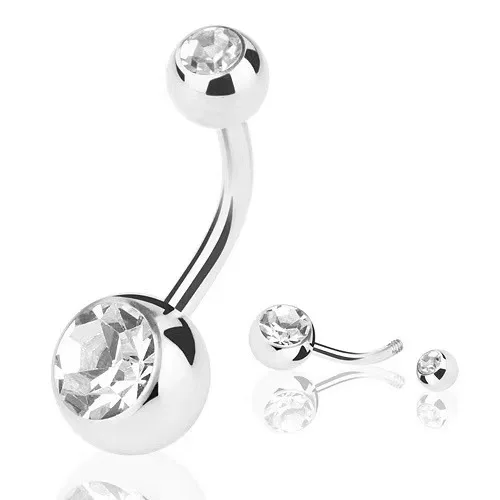 ASTM F136 Titanium G23 Crystal Navel Double Jewelled Titanium Navel Rings F136 Internally Threaded Belly Rings
