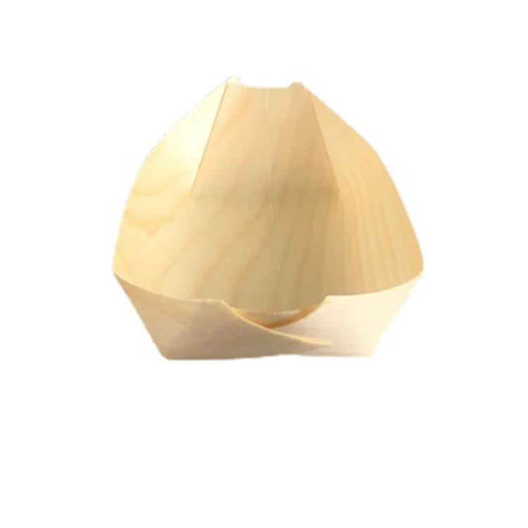 Factory Supply Disposable Wooden Boat/cone/cup Wood Food Container For Sushi Snacks