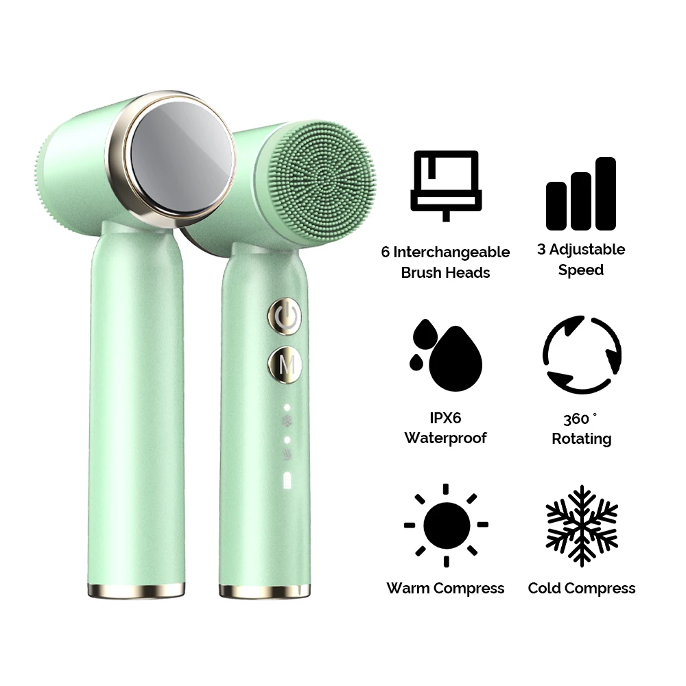 Portable Electric Skin Body Face Deep Spa Waterproof Rotating Cleaning Scrubber Facial Cleansing Brush Exfoliating Spin Brush